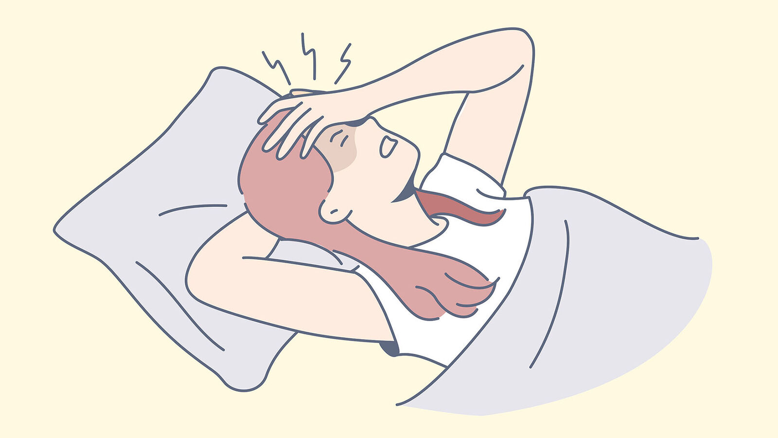 Junge Frau liegt krank im Bett Schmuckbild