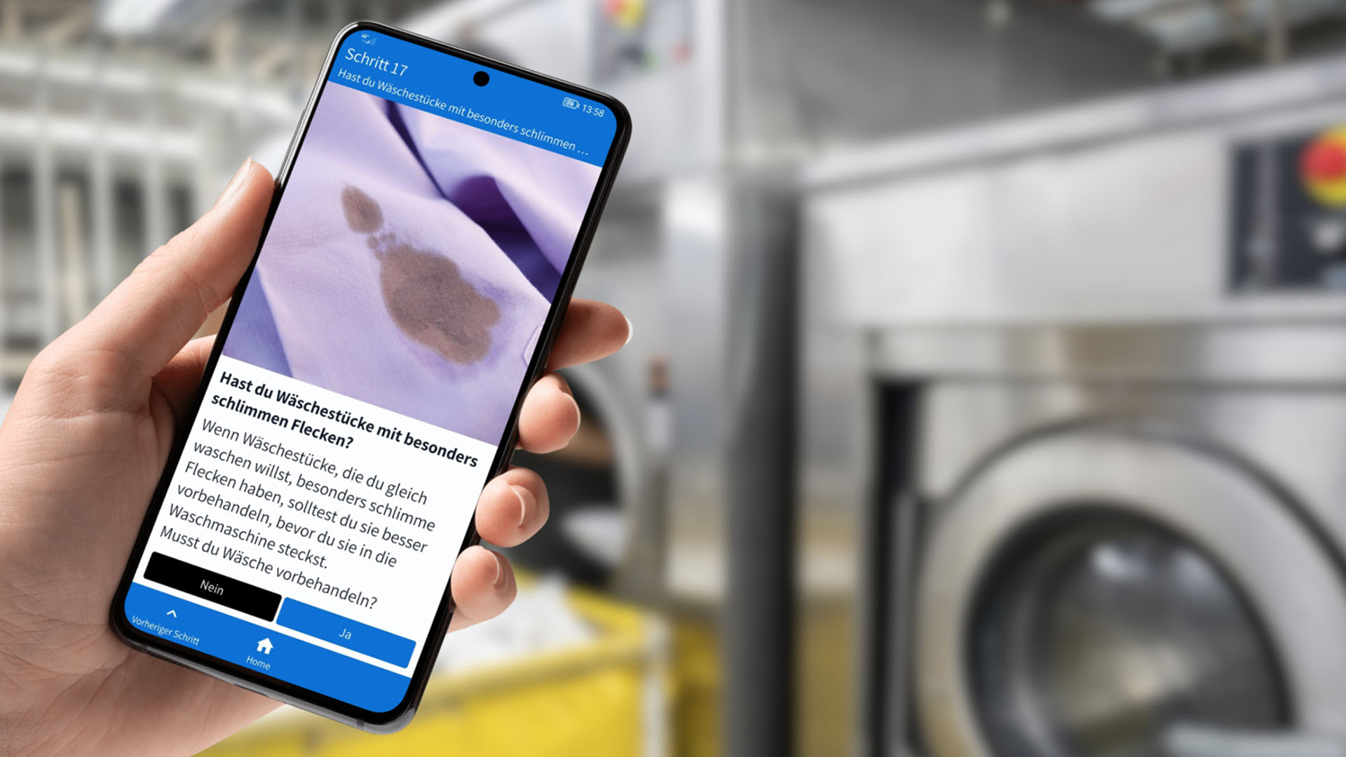Smartphone mit der Aufgabe "Wäsche"