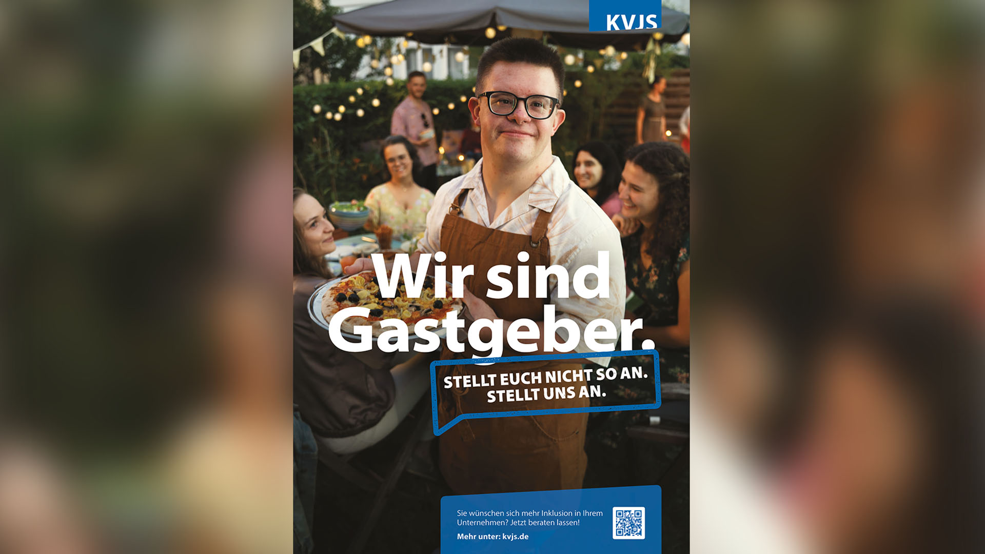 Ein Poster das einen Kellner zeigt.